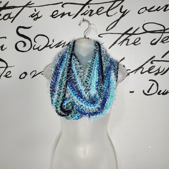 Collection Eighteen Long Blue Knit Infinity Scarf - Picture 1 of 6